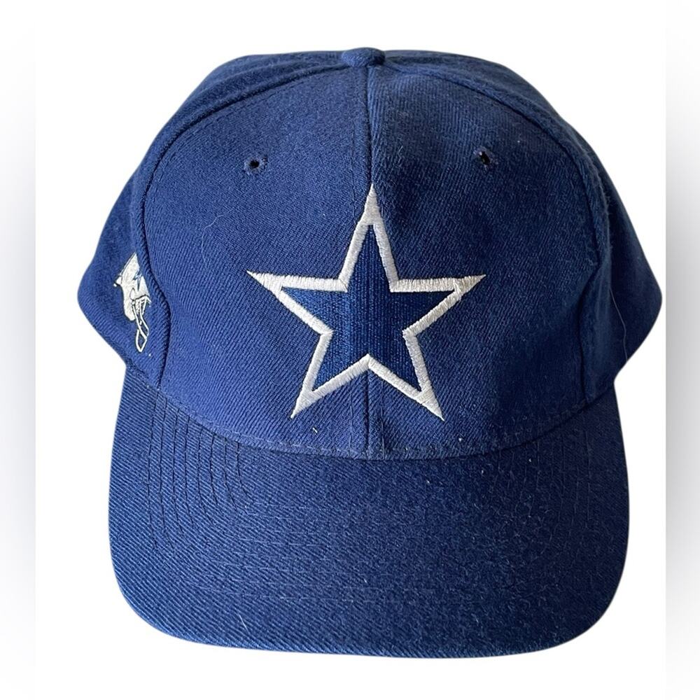 Vtg 90s Dallas Cowboys Snapback Hat TEAM NFL Blockhead Logo Spellout Wool